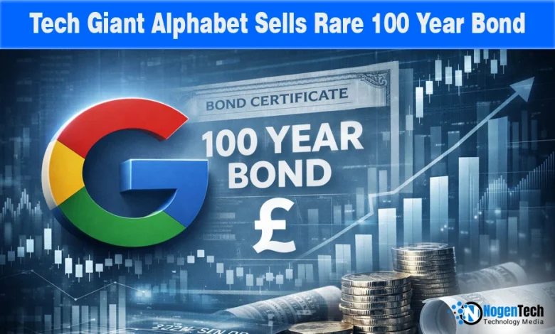 Graphic of Alphabet's 100-year bond announcement for AI infrastructure funding.