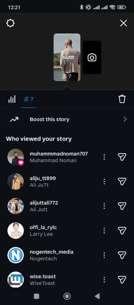 Screenshot of instagram story showing views by nogenTech.org