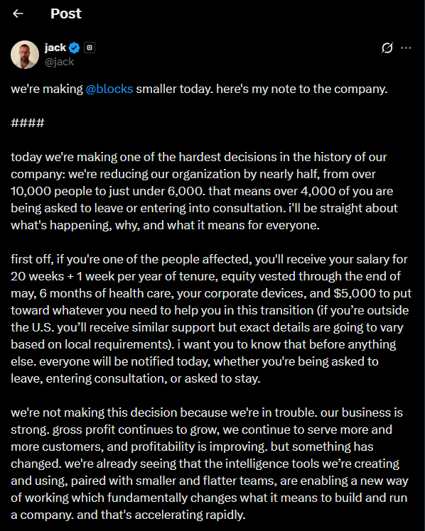 Post from X (twiter) from Jack screenshot captured by nogenTech