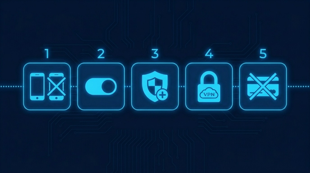 Step-by-step Pikashow safety tips including device separation, permissions control, VPN use, and antivirus protection