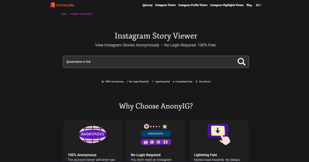 Screenshot of AnonyIG Display Image