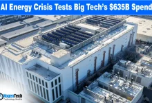 Aerial view of a large-scale industrial data center facility representing Big Tech AI energy consumption