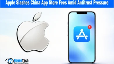 Apple logo and China map graphic highlighting the 2026 reduction of App Store commission fees from 30% to 25%.