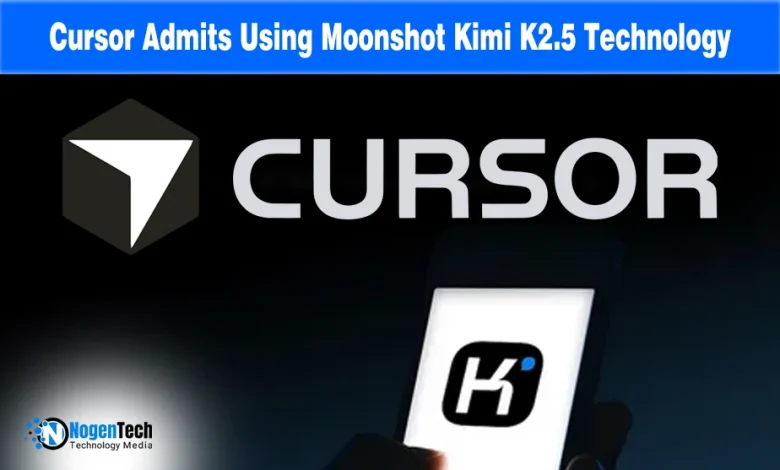 Cursor and Kimi logos with text "Cursor Admits Using Moonshot Kimi K2.5 Technology."
