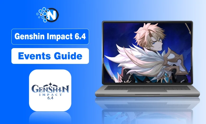 Laptop showing Genshin Impact character in armor for 6.4 events guide