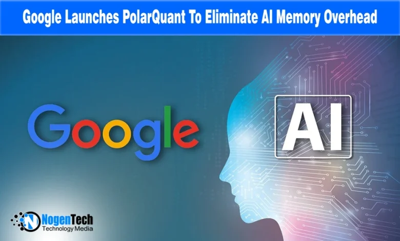 Google TurboQuant announcement graphic showing the Google logo and an AI digital silhouette on a teal background