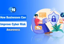 Corporate cybersecurity protection and risk management illustration