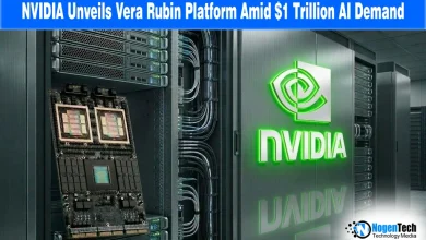 NVIDIA Vera Rubin GPU platform and server rack graphic, highlighting the launch amid massive AI demand.