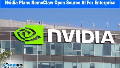NVIDIA NeMoClaw logo with a digital circuit background and text "NVIDIA Plans NeMoClaw Open Source AI Agent for Enterprise Applications.