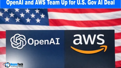 OpenAI and AWS logos with a U.S. Capitol silhouette, representing the partnership to provide AI solutions to federal and defense agencies.