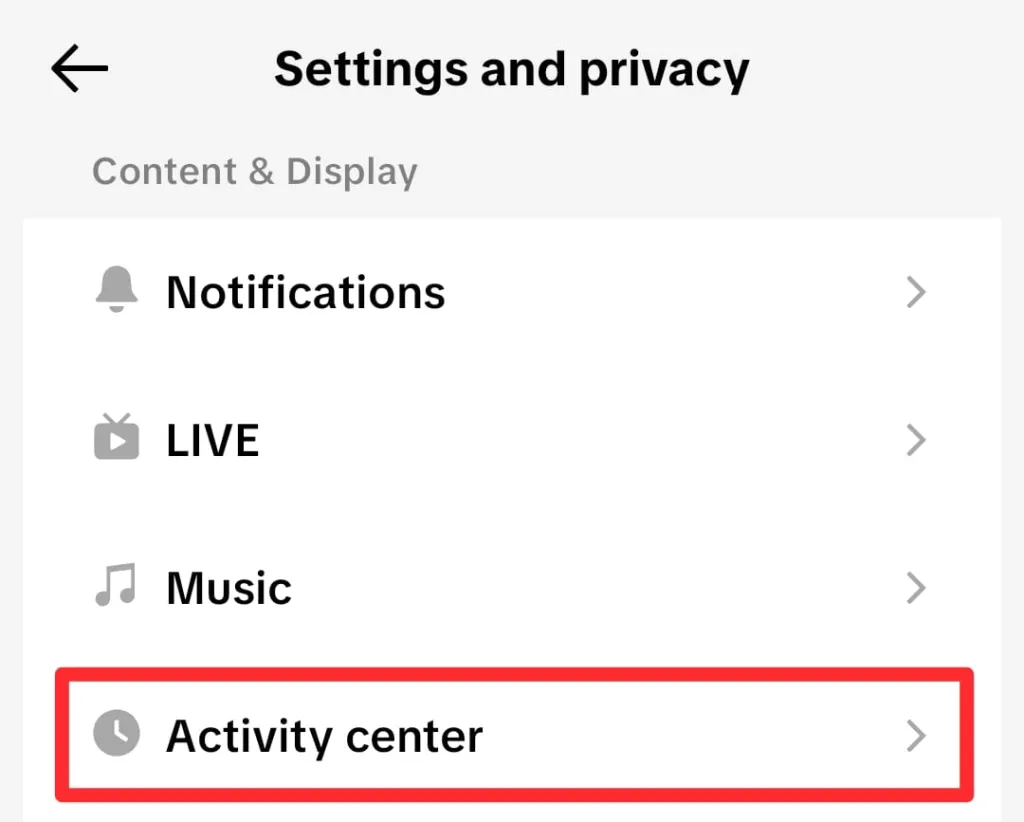 Activity Center option