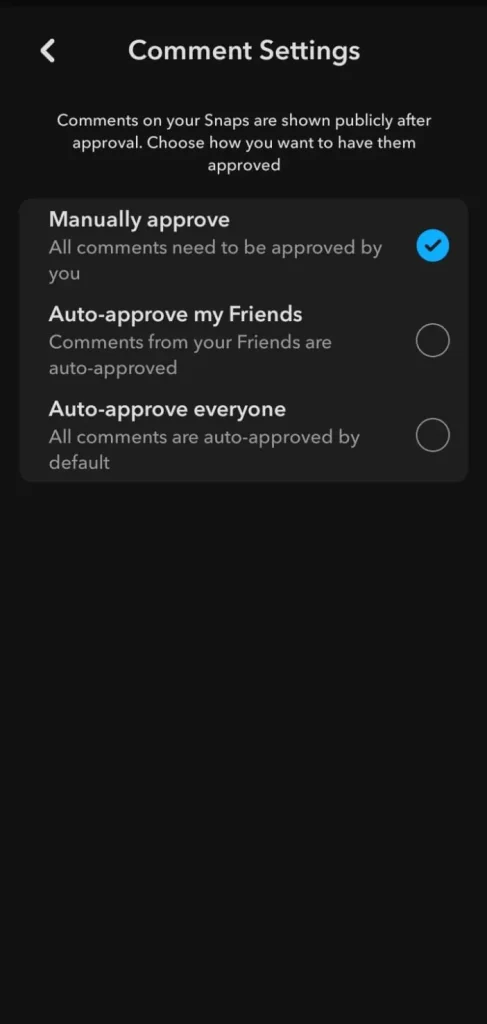 Snapchat Privacy Settings Comment Settings