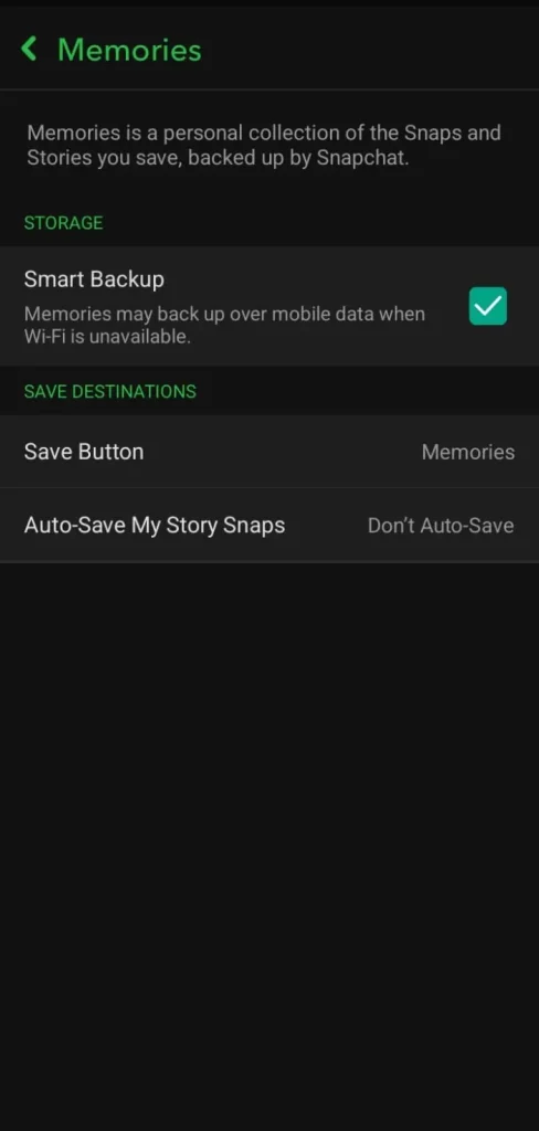 Snapchat Privacy Settings Memmories