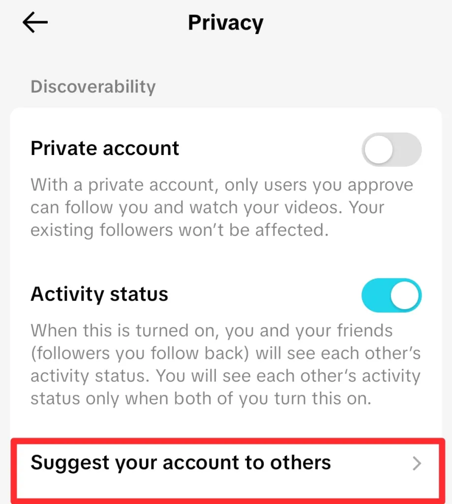 Suggest your account to others