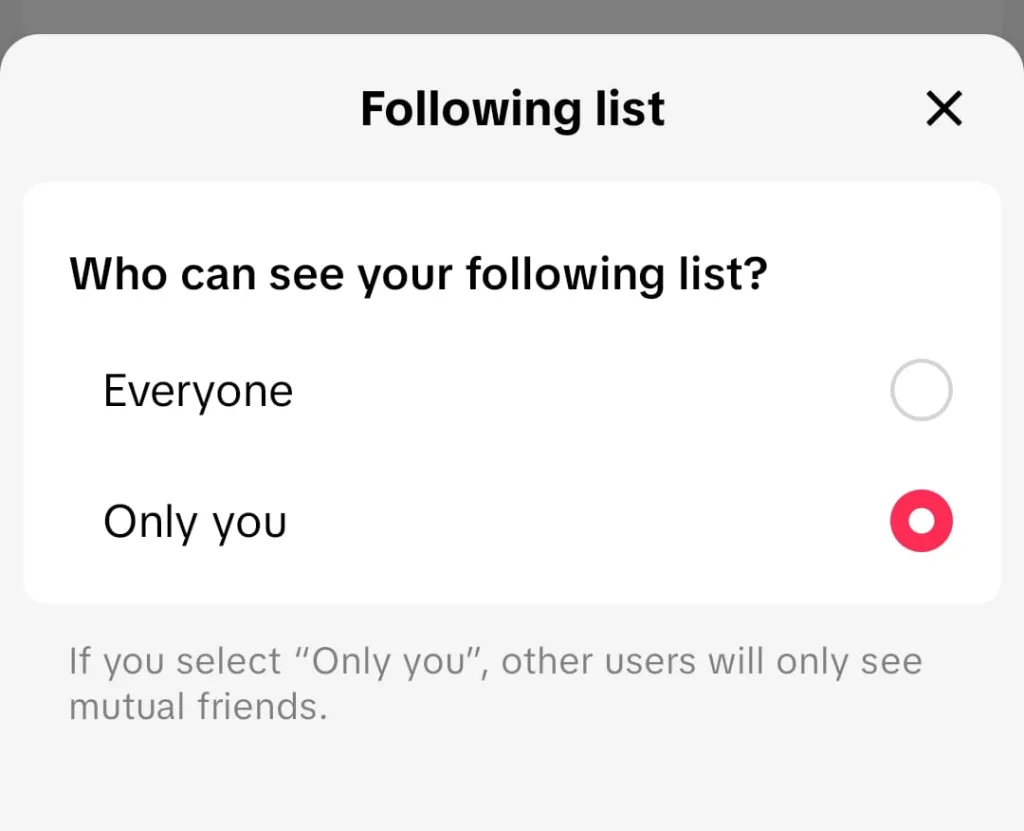 Switch it from Everyone to “Only You.”