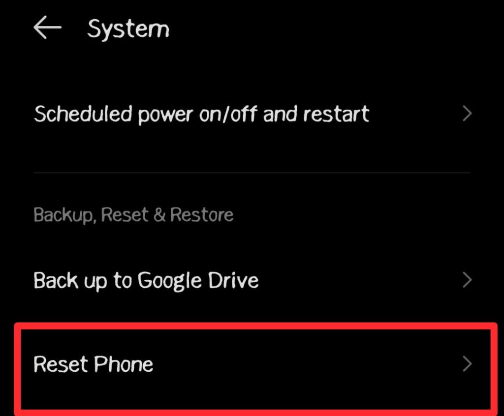 Tap on Reset Phone Options