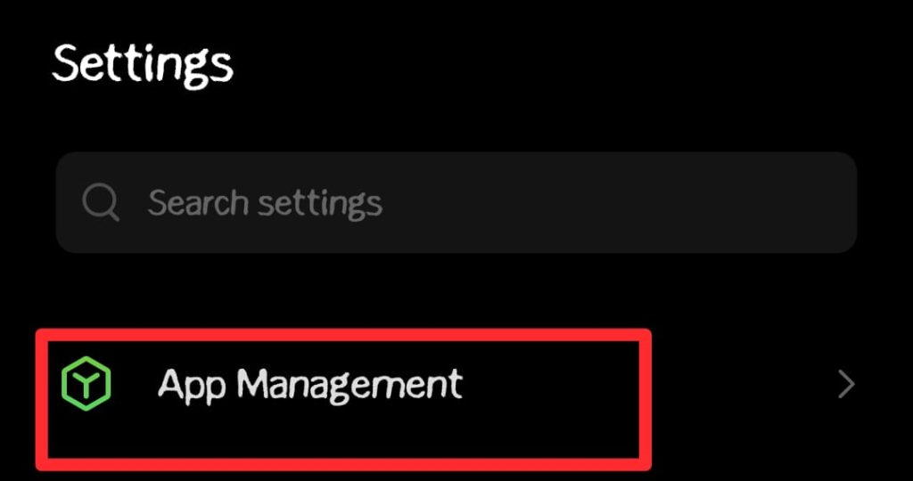 Tap on the App Management