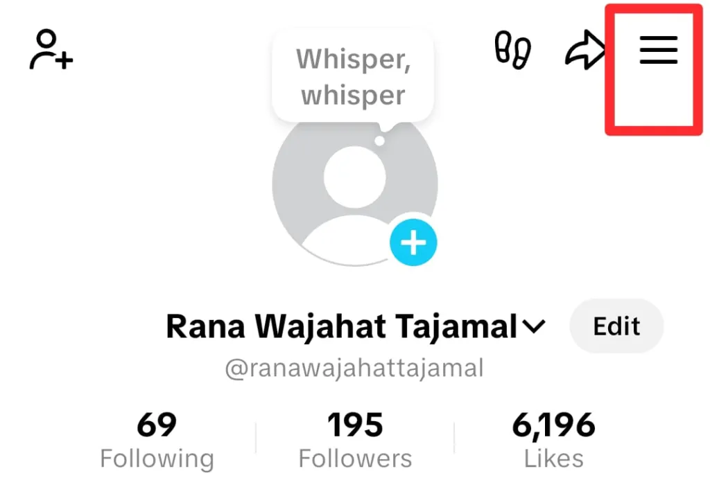 Tap the three lines on my profile page.