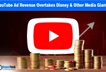 Data visualization showing YouTube's ad revenue surpassing the combined totals of Disney, NBC, Paramount, and Warner Bros. Discovery.