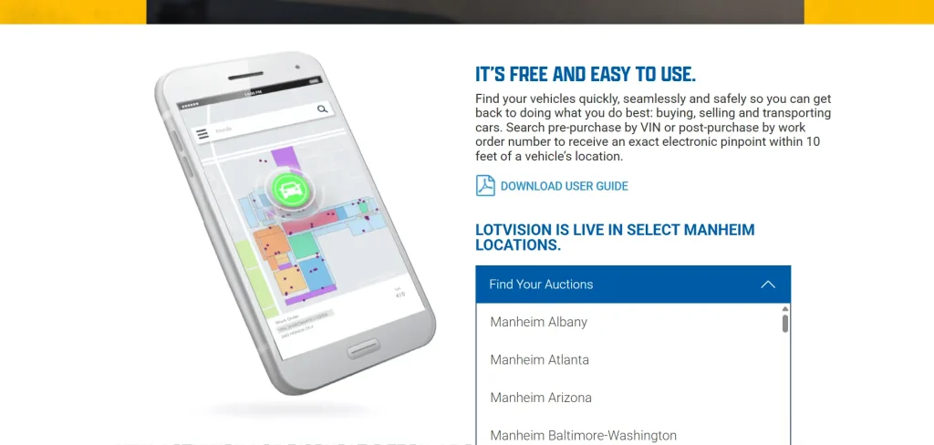 Select the Location for the Auction on LotVision Homepage