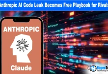 Smartphone showing Anthropic Claude logo over a background of digital source code.