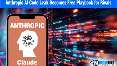 Smartphone showing Anthropic Claude logo over a background of digital source code.