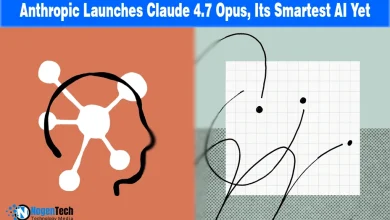 Anthropic Claude 4.7 Opus logo on a futuristic digital background for a tech news announcement.