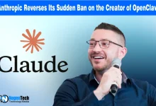 Portrait of OpenClaw creator next to the Claude logo on a news graphic.