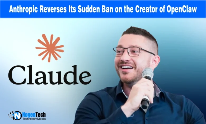 Portrait of OpenClaw creator next to the Claude logo on a news graphic.