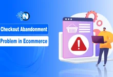 Checkout abandonment illustration showing users leaving an online shopping cart due to payment issues