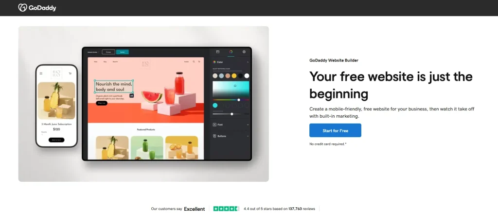 Screenshot of GoDaddy Website Builder by NogenTech