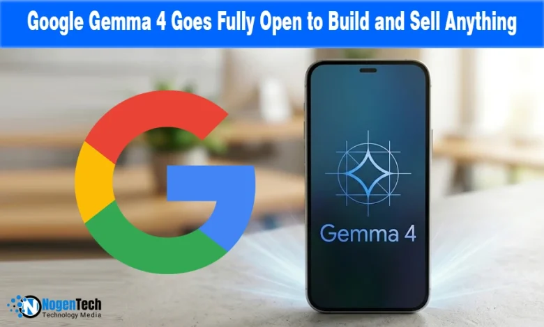 Google "G" logo next to a smartphone displaying the Gemma 4 logo
