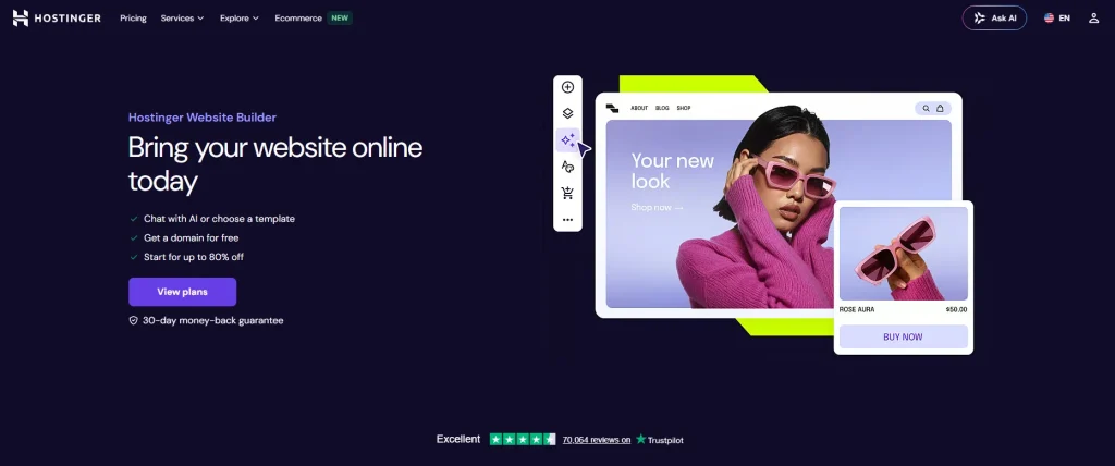 Screenshot of Hostinger Website Builder by NogenTech