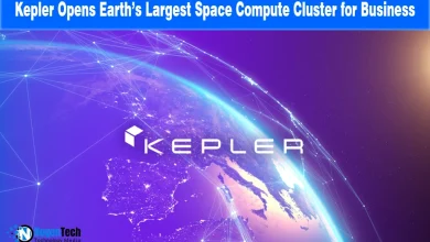 Orbital view of Earth with Kepler logo on a news graphic.