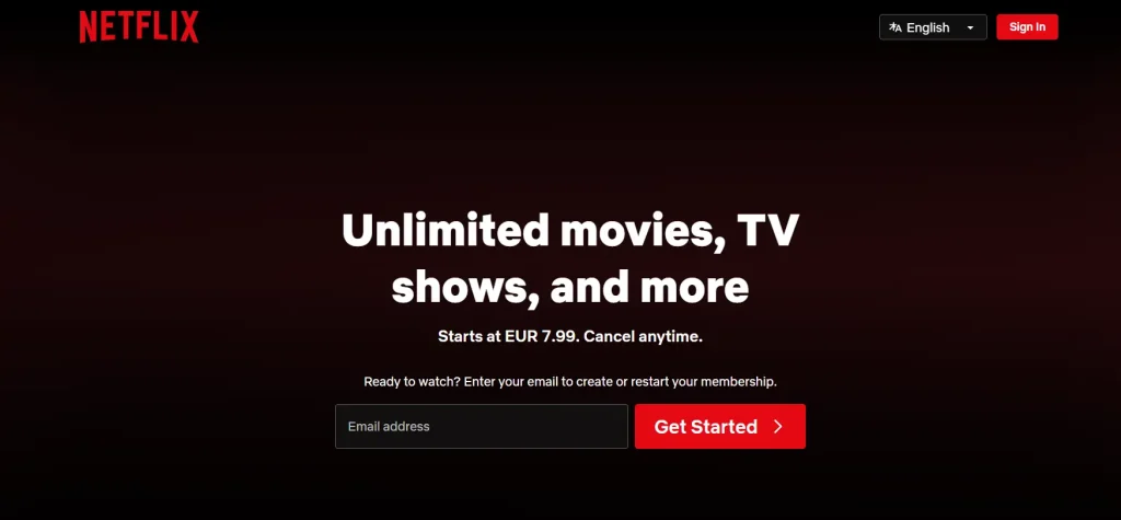 Screenshot of the Netflix