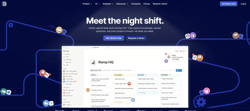 Screenshot of Notion AI's homepage by NogenTech