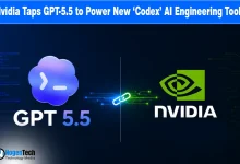 Graphic showing the partnership between Nvidia and GPT 5.5 for Codex AI engineering tools on Nogentech.org.