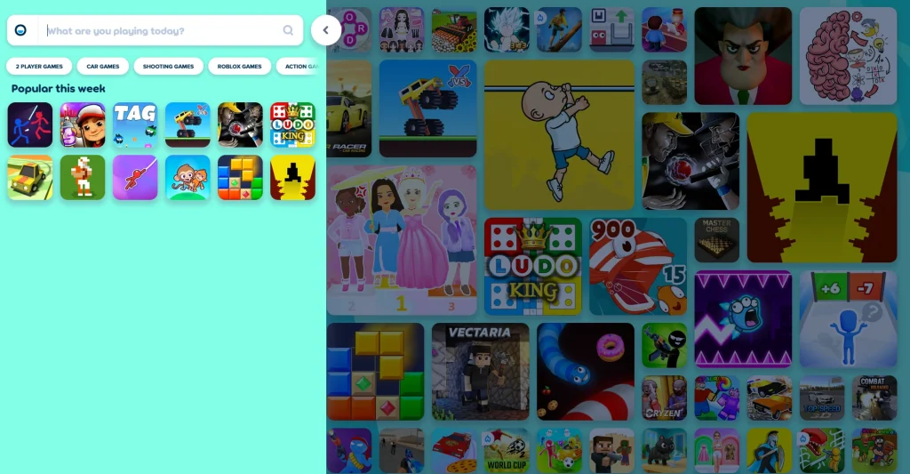 Screenshot of Poki's category page by NogenTech