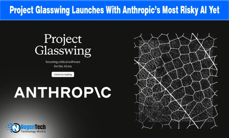 Anthropic Project Glasswing neural network visualization and logo for an AI safety report.