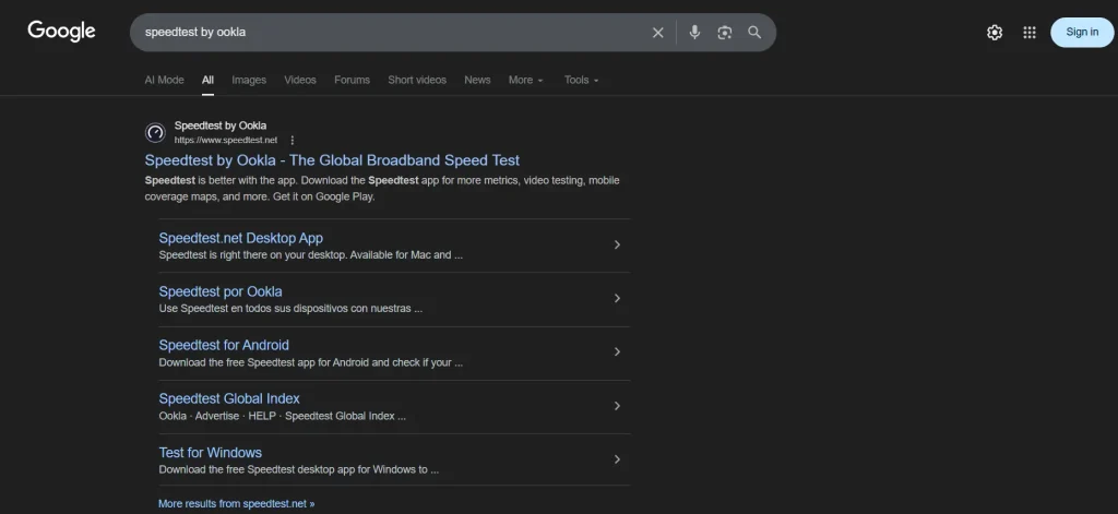 Search Speedtest By Ookla