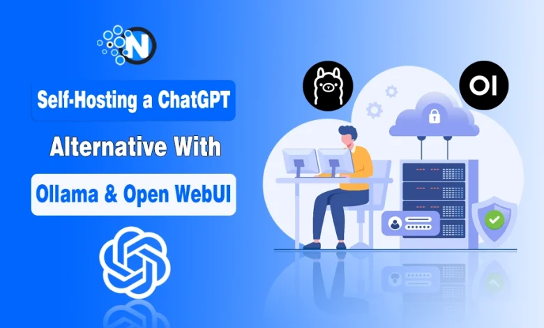 Self-hosted AI setup using Ollama and Open WebUI on a laptop screen