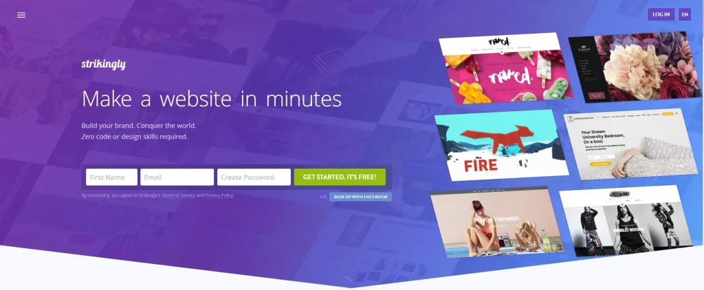 Screenshot of Strikingly by NogenTech