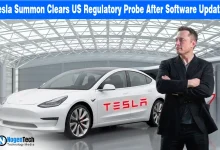 Tesla Model 3 and Elon Musk on a news graphic regarding the US regulatory clearance of Tesla Summon.