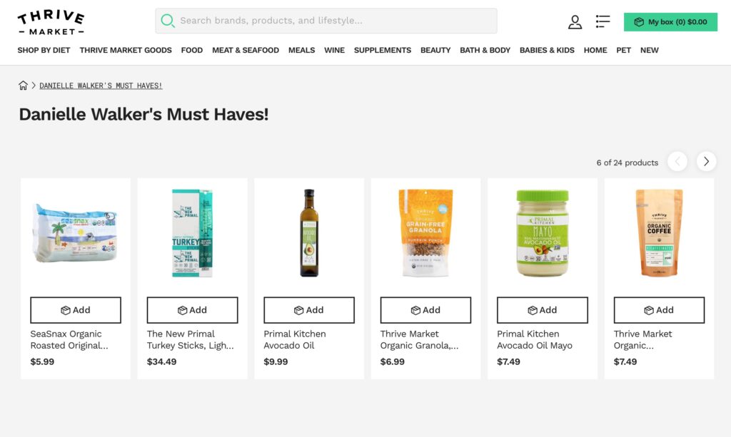 Screenshot of the Thrive Market