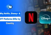 TV surrounded by geolocated streaming app icons on a media guide banner for nogentech.org