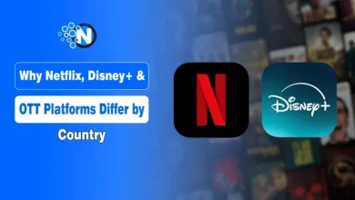 TV surrounded by geolocated streaming app icons on a media guide banner for nogentech.org