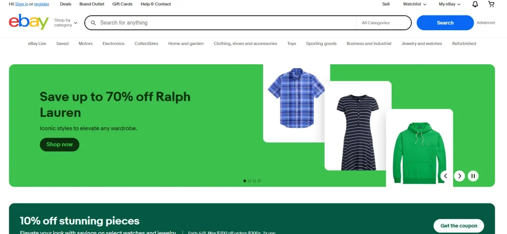 Screenshot of the eBay