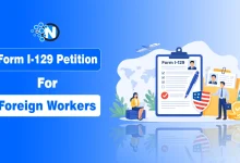Form I-129 petition for foreign workers featured banner with NogenTech logo and US immigration illustration