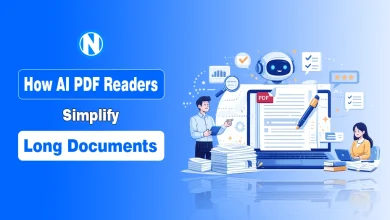 Illustration of girla and boy using AI PDF Readers Simplify Long Documents