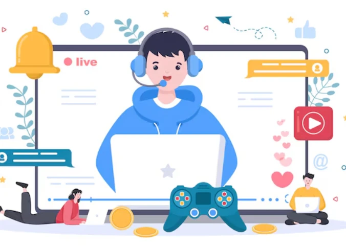 illustration of a player streaming live gaming